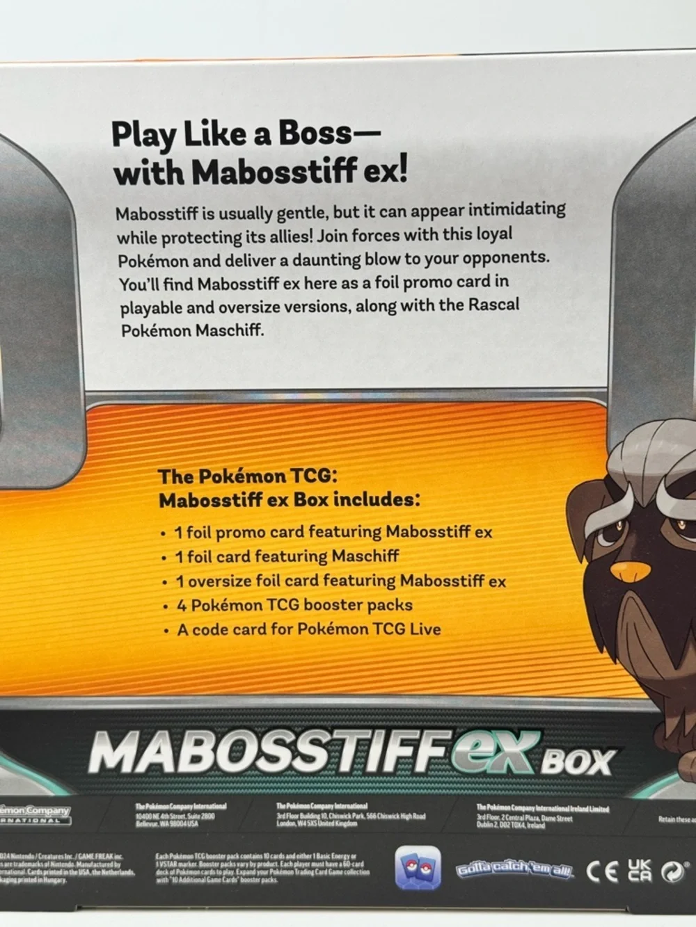 Pokemon TCG Mabosstiff ex Collection Box Kit Promo Factory Sealed Oversize Card